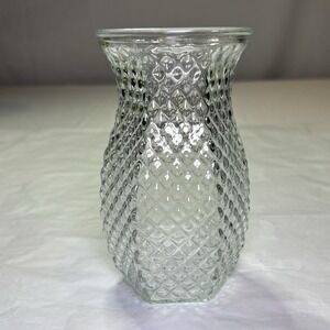 Vintage‎ Hoosier Glass Diamond Cut Vase 5.5inch Tall #4071